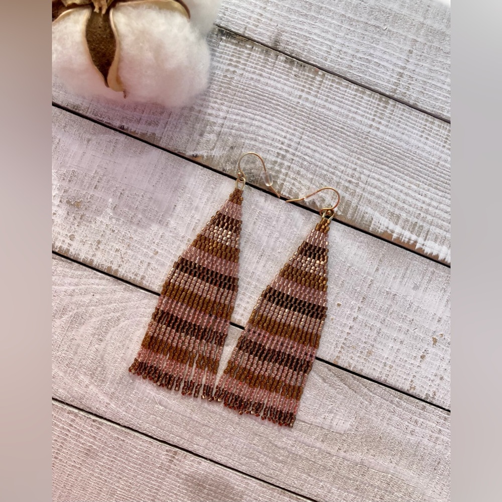 The SAN SABA - beaded fringe earrings